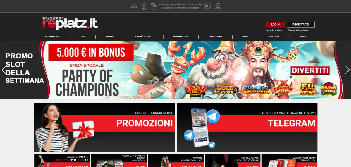 Replatz casino Italia – interfaccia della piattaforma